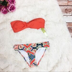 Tribal Print Twist Front Two Piece Bikini